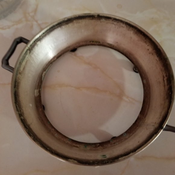 VINTAGE 3 PIECE BUTTER DISH W WINDMILL FARM DECO BASE, GLASS DISH, FLORAL DOME - Picture 4 of 8